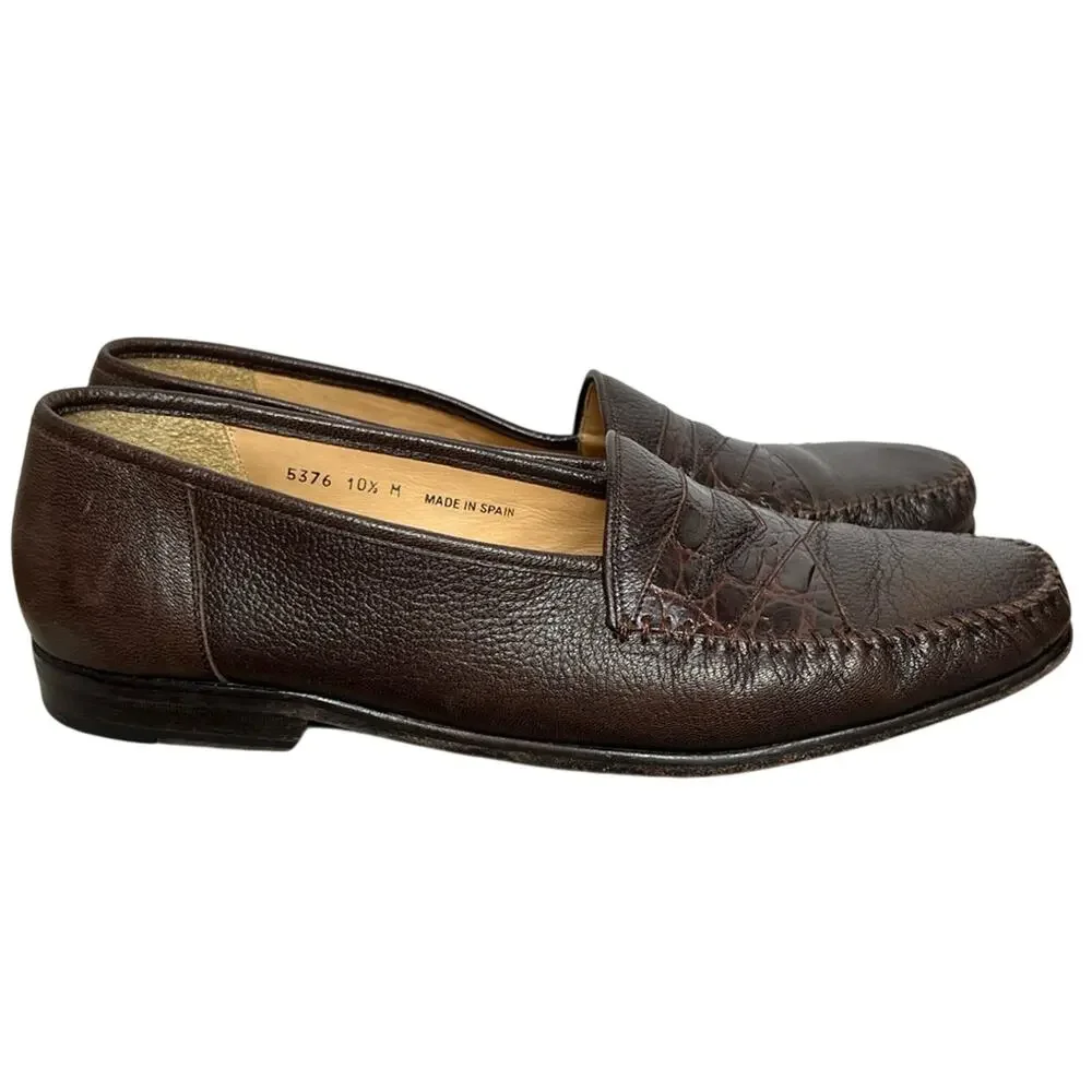 MAGNANNI Made in Spain Vintage Brown Crocodile Loafer Vero Cucio US Size 10.5 M